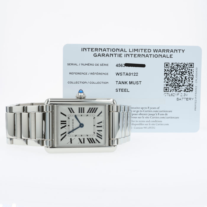 Cartier Tank Must Large Stainless Steel Quartz Silver Dial WSTA0122 4563
