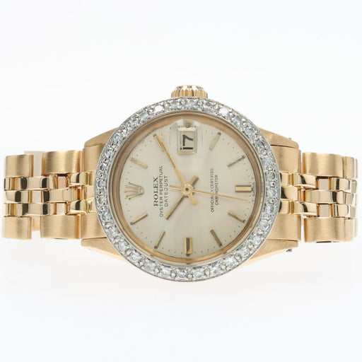 Rolex Lady Datejust Custom Diamond Bezel Solid 18kt Yellow Gold 6701