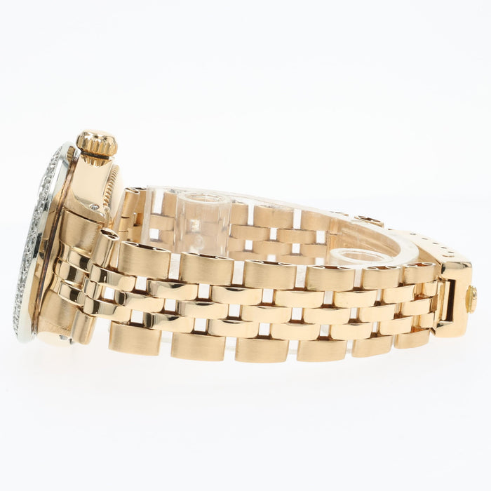 Rolex Lady Datejust Custom Diamond Bezel Solid 18kt Yellow Gold 6701