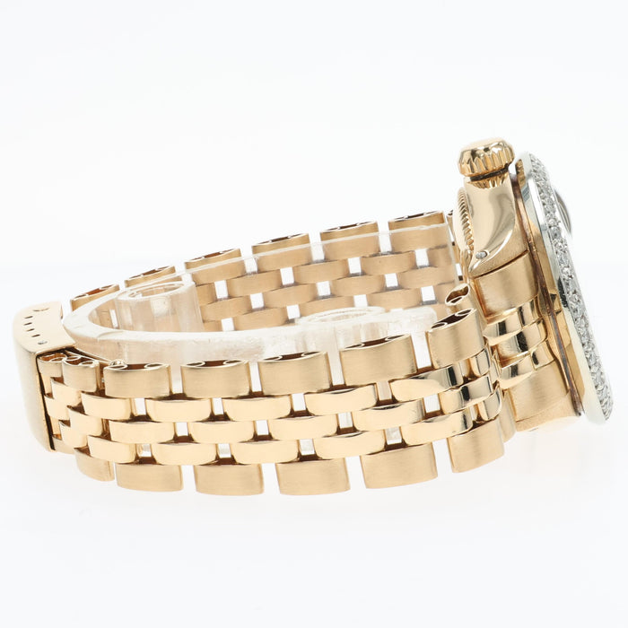 Rolex Lady Datejust Custom Diamond Bezel Solid 18kt Yellow Gold 6701