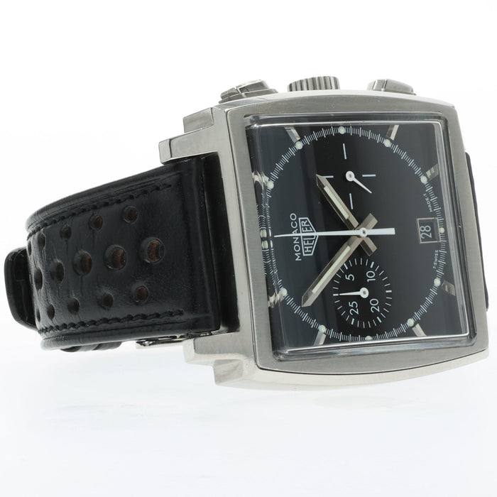 Tag Heuer Monaco Black Dial 38mm Automatic Chronograph Stainless Steel CS2110