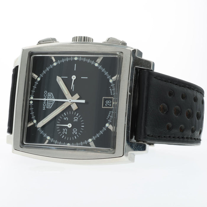 Tag Heuer Monaco Black Dial 38mm Automatic Chronograph Stainless Steel CS2110