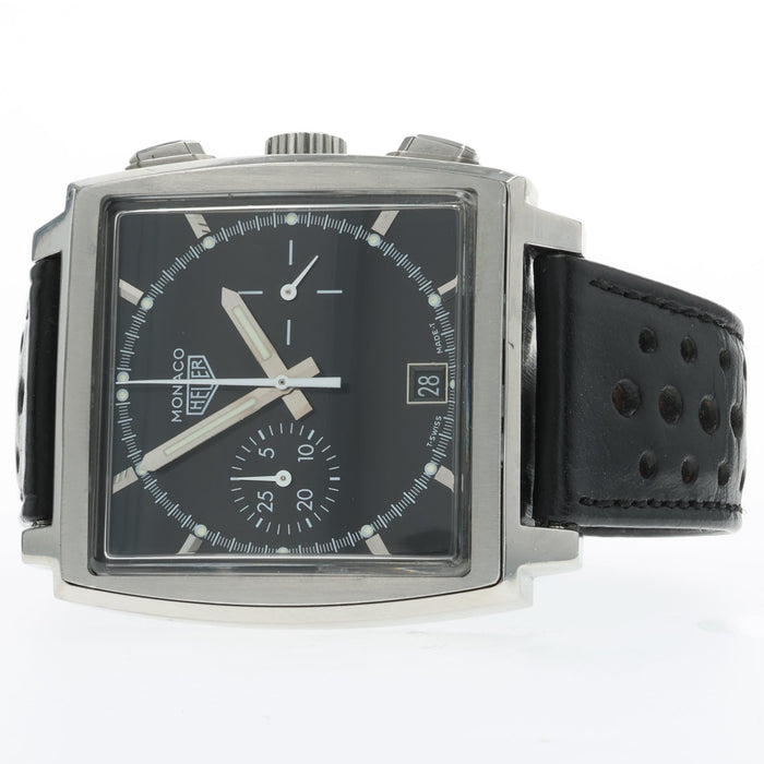 Tag Heuer Monaco Black Dial 38mm Automatic Chronograph Stainless Steel CS2110