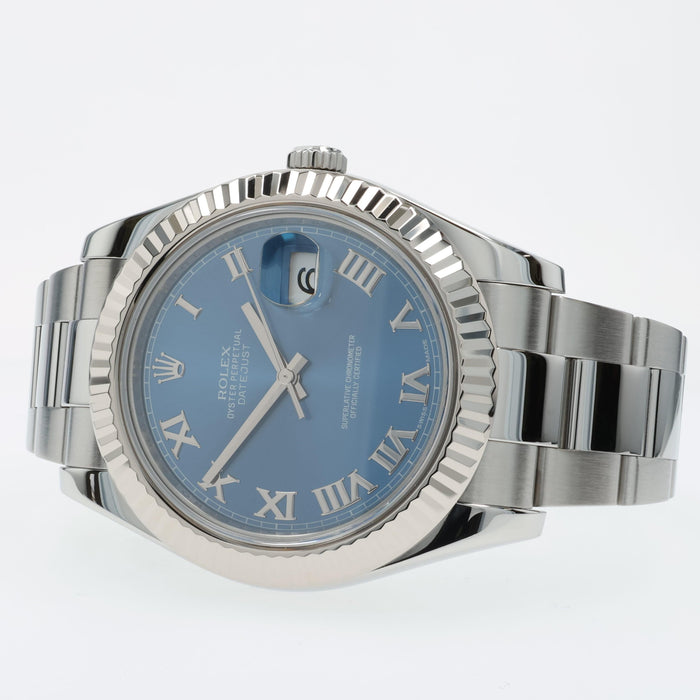 Rolex Datejust II Blue Roman Numeral Dial 41mm Automatic Stainless Steel 116334