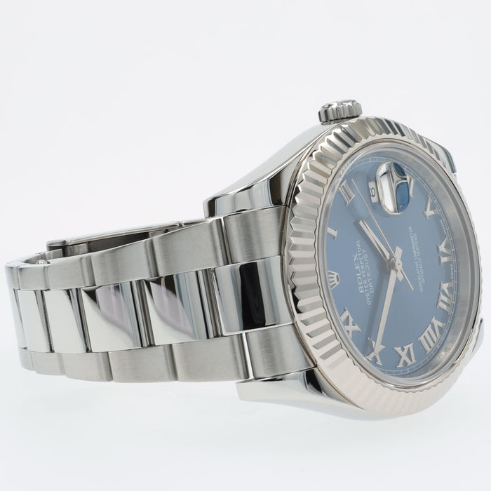 Rolex Datejust II Blue Roman Numeral Dial 41mm Automatic Stainless Steel 116334