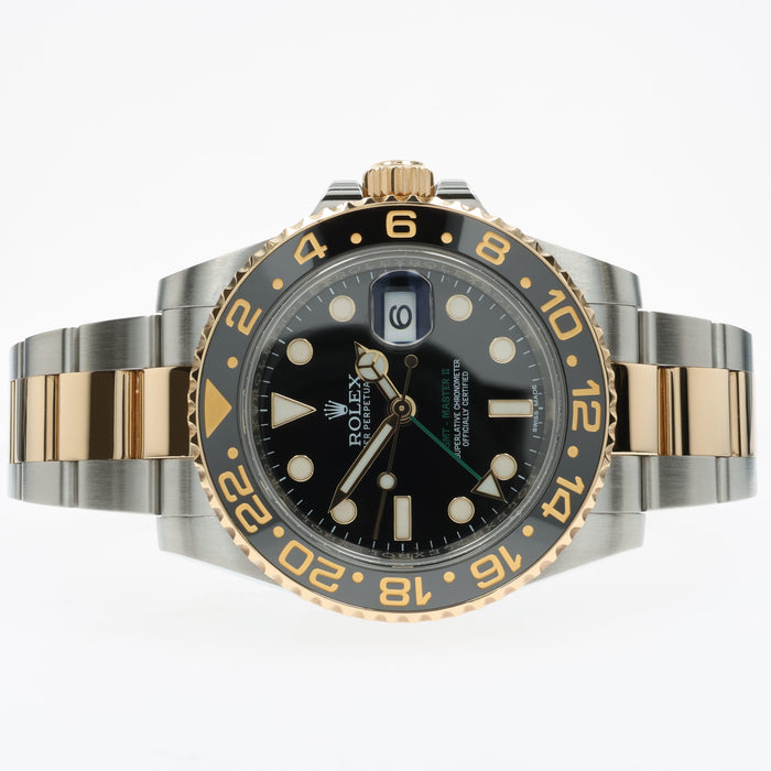Rolex GMT-Master II Black Dial Yellow Gold and Stainless Steel Oyster 116713LN