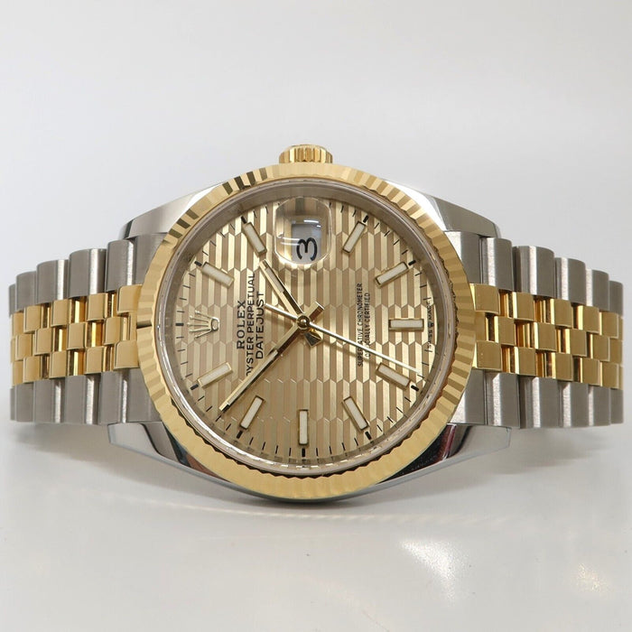 Rolex Datejust 36 Champagne Motif Dial 36MM 18kt Yellow Gold & Steel 126233