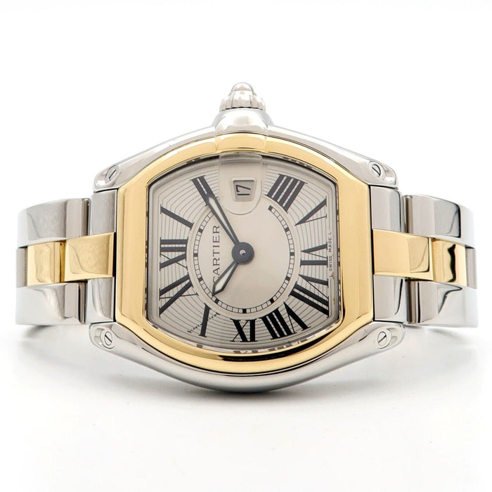Cartier Roadster Ladies Stainless Steel & 18kt Yellow Gold Silver Dial W62026Y4