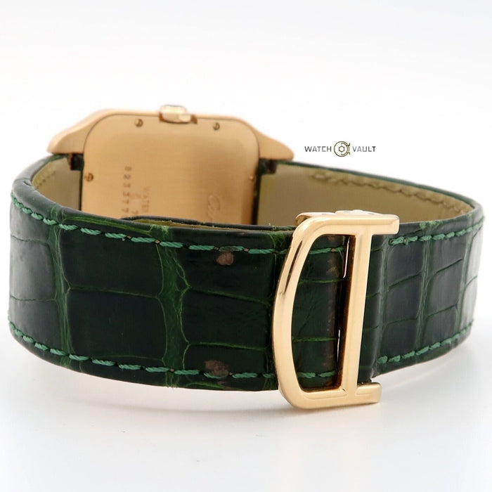 Cartier Santos Dumont 18K Rose Gold Manual Wind Silver Dial Green Strap W2006951