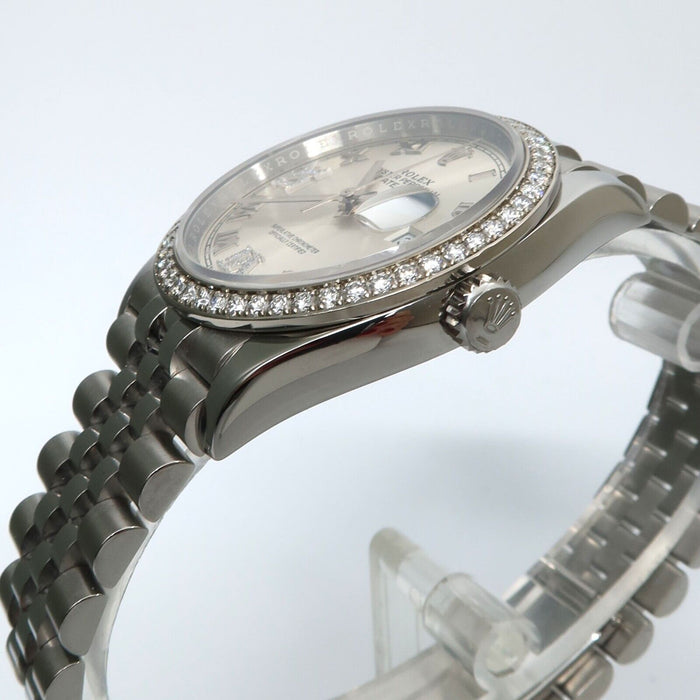 Rolex Datejust 36MM Silver Diamond Dial Factory Diamond Bezel Steel 126284RBR