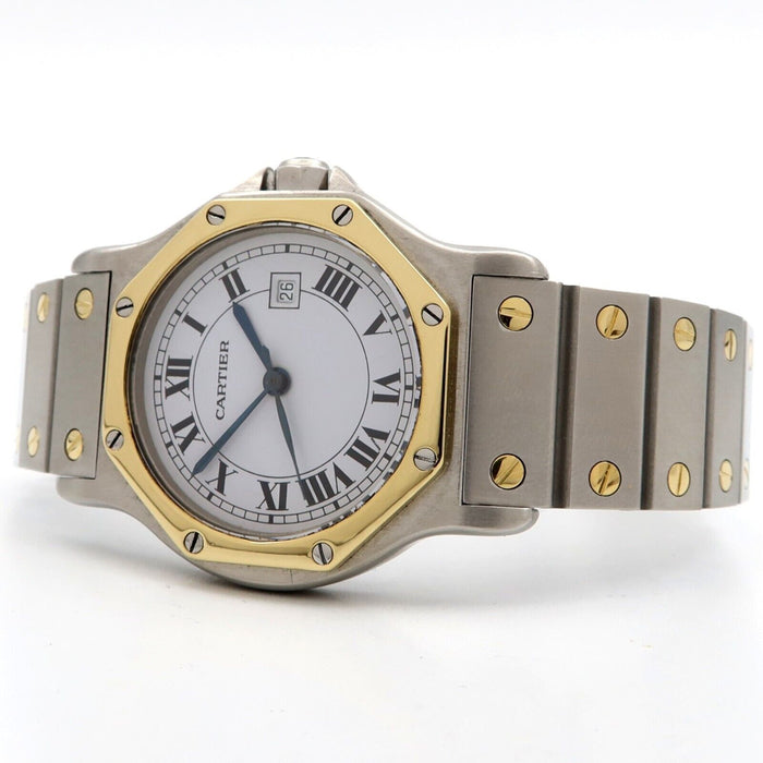 Cartier Santos Octagon 18K Yellow Gold & Steel White Dial Automatic 2966