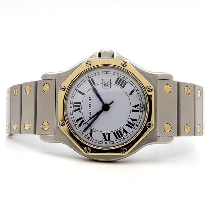 Cartier Santos Octagon 18K Yellow Gold & Steel White Dial Automatic 2966