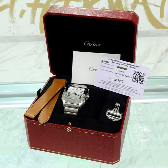 Cartier Santos De Cartier Large Stainless Steel Silver Dial Automatic WSSA0018