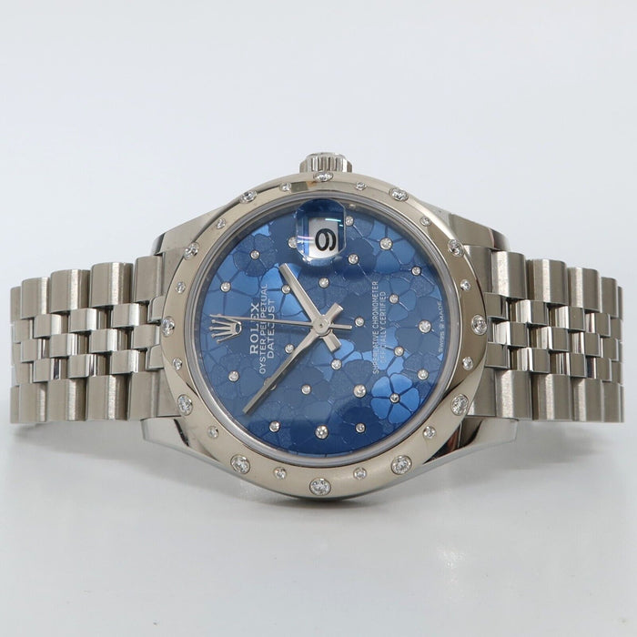 Rolex Datejust 31 Blue Diamond Dial & Diamond Bezel Steel Jubilee 278344RBR