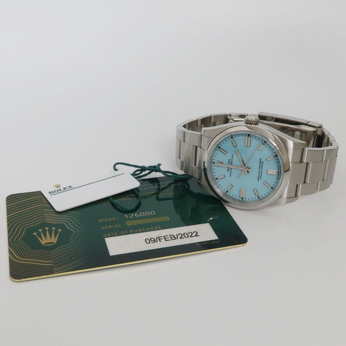 Rolex Oyster Perpetual 36 "Tiffany" Blue Dial Stainless Steel Oyster 126000