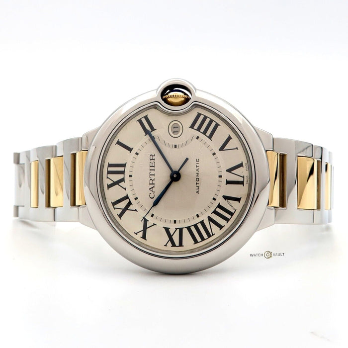 Cartier Ballon Bleu 18k Yellow Gold & Steel 42MM Automatic Silver Dial W69009Z3