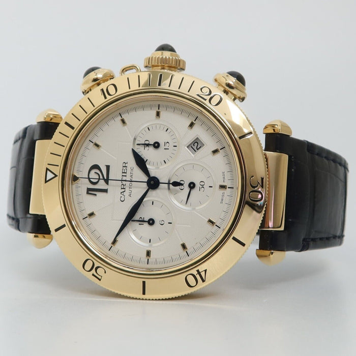 Cartier Pasha 18kt Yellow Gold Chronograph Silver Dial 41MM Automatic WGPA0017