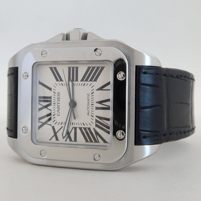 Cartier Santos 100 Stainless Steel Automatic Silver Dial 38MM Large W20073X8