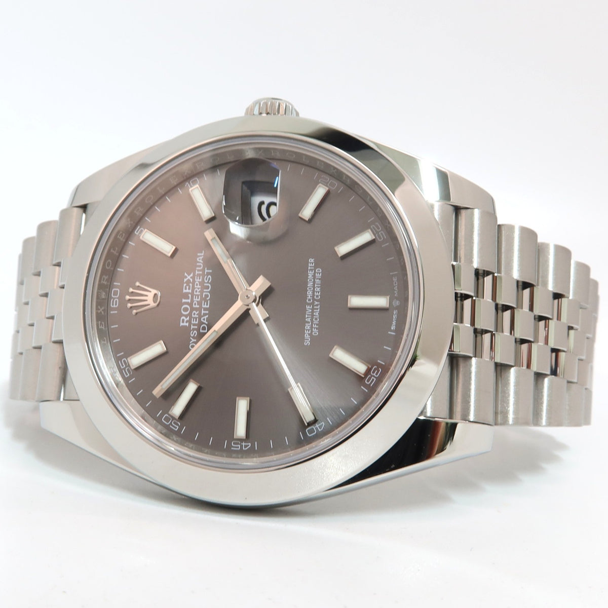 Rolex Datejust 41 Grey Rhodium Stick Dial Stainless Steel Jubilee 1263