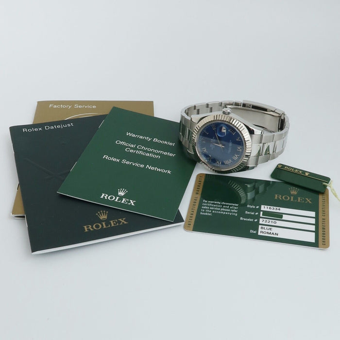 Rolex Datejust II Blue Roman Dial 41MM Stainless Steel Automatic Oyster 116334