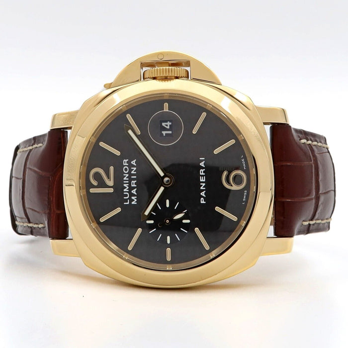 Panerai Luminor Marina Solid 18K Yellow Gold Black Carbon Dial 44MM PAM00140