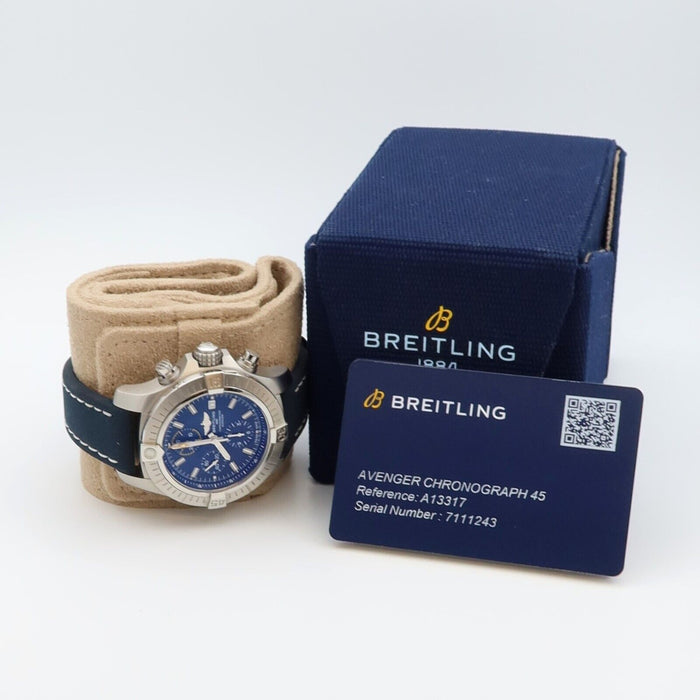 Breitling Avenger 45 Blue Dial Chronograph Stainless Steel/Leather 45MM A13317