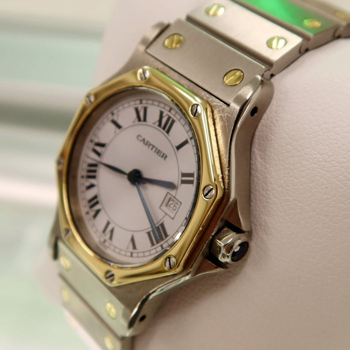 Cartier Santos Octagon 18K Yellow Gold & Steel White Dial Automatic 2966