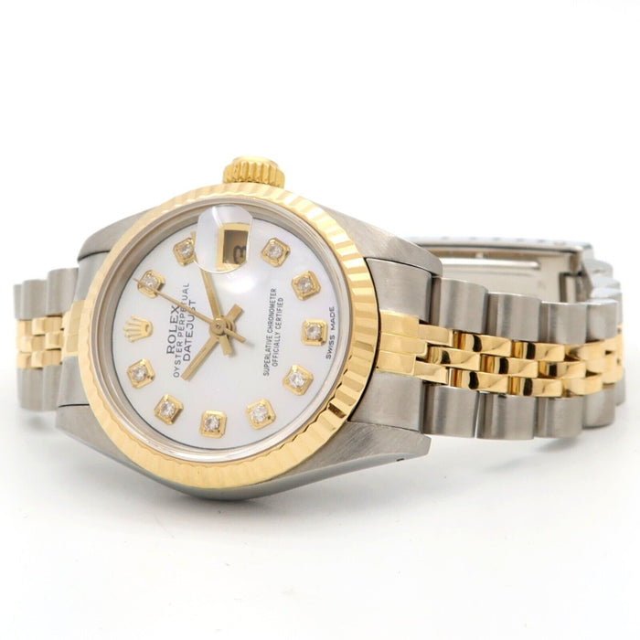 Rolex Lady-Datejust 26MM 18K Yellow Gold & Steel MOP Diamond Dial 69173