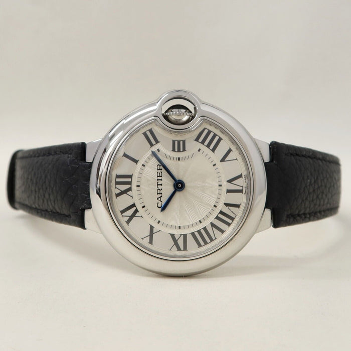 Cartier Ballon Bleu 33MM Quartz Silver Dial Stainless Steel/Leather WSBB0034