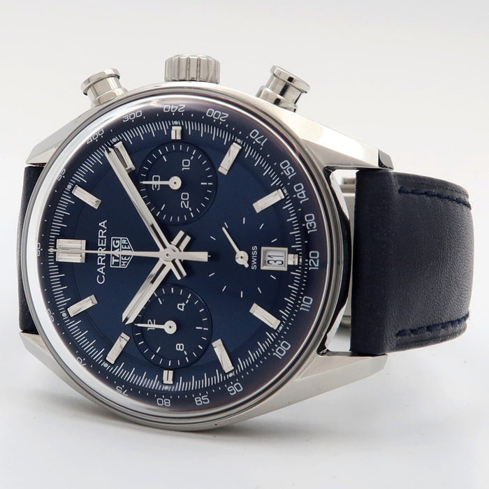 TAG Heuer Carrera Chronograph Blue Dial Steel/Leather 39MM Automatic CBS2212