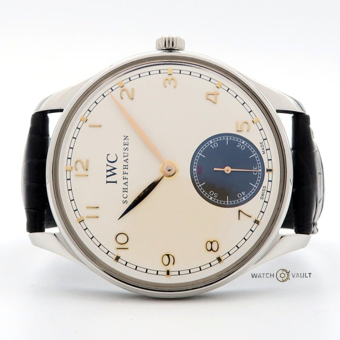 IWC Portuguese Hand Wound SIlver Dial 44MM Stainless Steel Leather IW545405