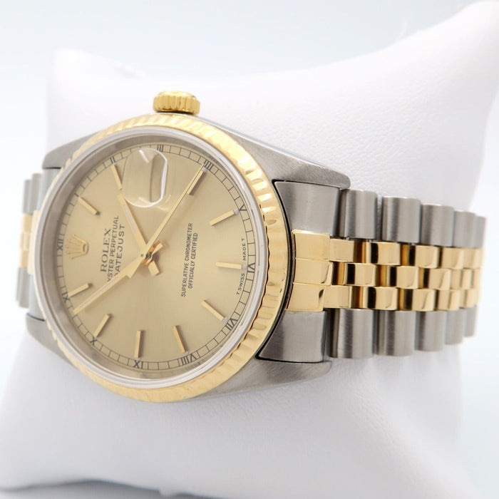 Rolex Datejust 36 Gold Dial 18K Yellow Gold & Steel Jubilee Automatic 16233