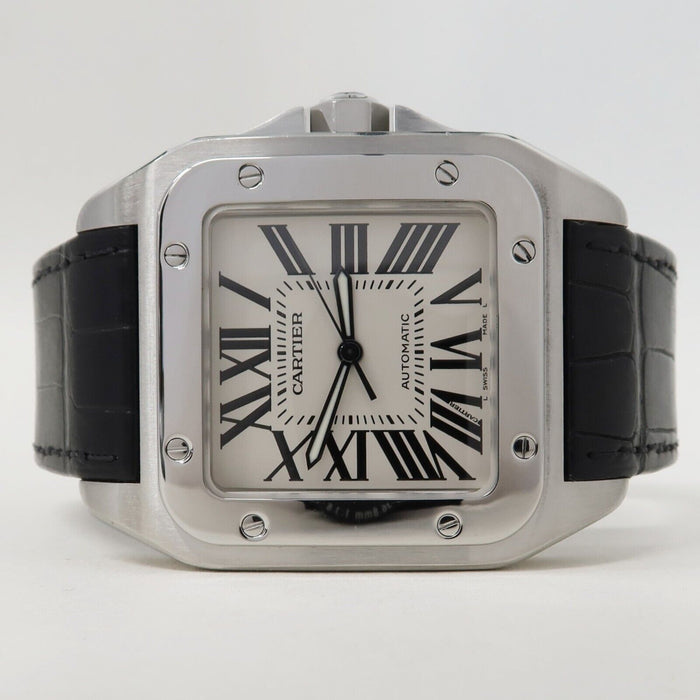 Cartier Santos 100 Stainless Steel Automatic Silver Dial 38MM Large W20073X8