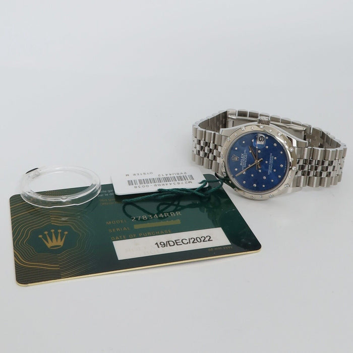 Rolex Datejust 31 Blue Diamond Dial & Diamond Bezel Steel Jubilee 278344RBR