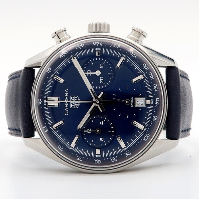 TAG Heuer Carrera Chronograph Blue Dial Steel/Leather 39MM Automatic CBS2212