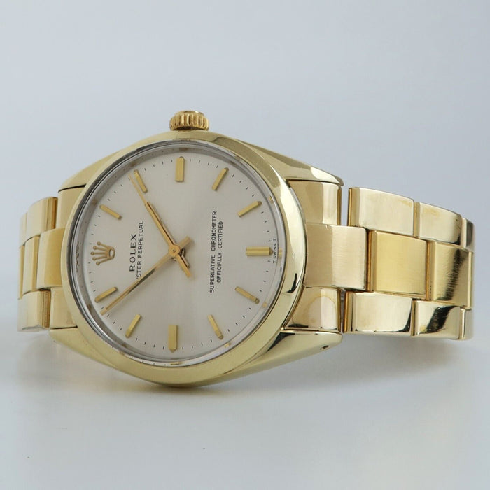 Rolex Oyster Perpetual 34MM Gold Cap Silver Dial Automatic 1024