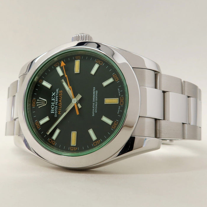 Rolex Milgauss Black Dial Green Crystal Stainless Steel 40MM Automatic 116400GV