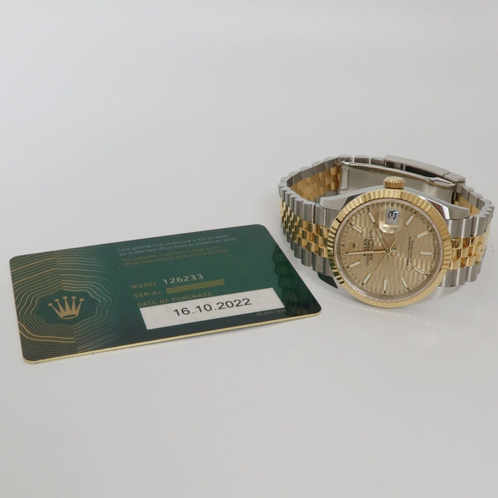 Rolex Datejust 36 Champagne Motif Dial 36MM 18kt Yellow Gold & Steel 126233