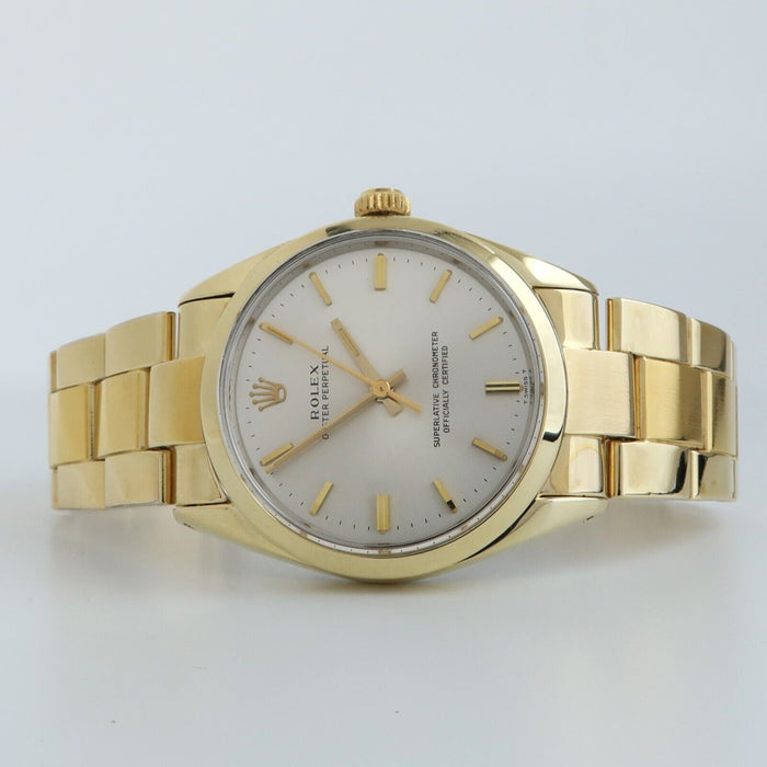 Rolex Oyster Perpetual 34MM Gold Cap Silver Dial Automatic 1024