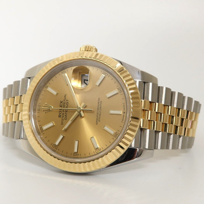 Rolex Datejust 41 18kt Yellow Gold & Steel Champagne Dial Jubilee Bx/Prs 126333