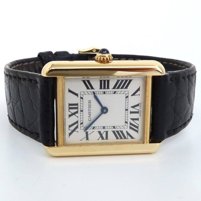 Cartier Tank Solo Solid 18K Yellow Gold Quartz Silver Dial 24MM W5200002