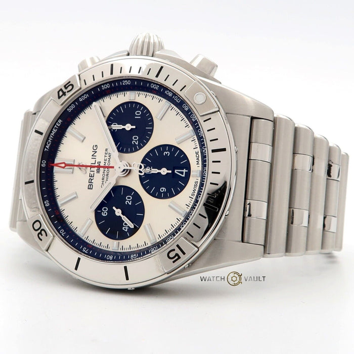 Breitling Chronomat B01 42MM Chronograph Silver Dial Steel Automatic AB0134