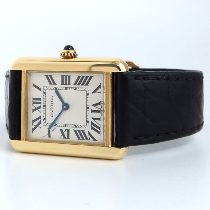 Cartier Tank Solo Solid 18K Yellow Gold Quartz Silver Dial 24MM W5200002