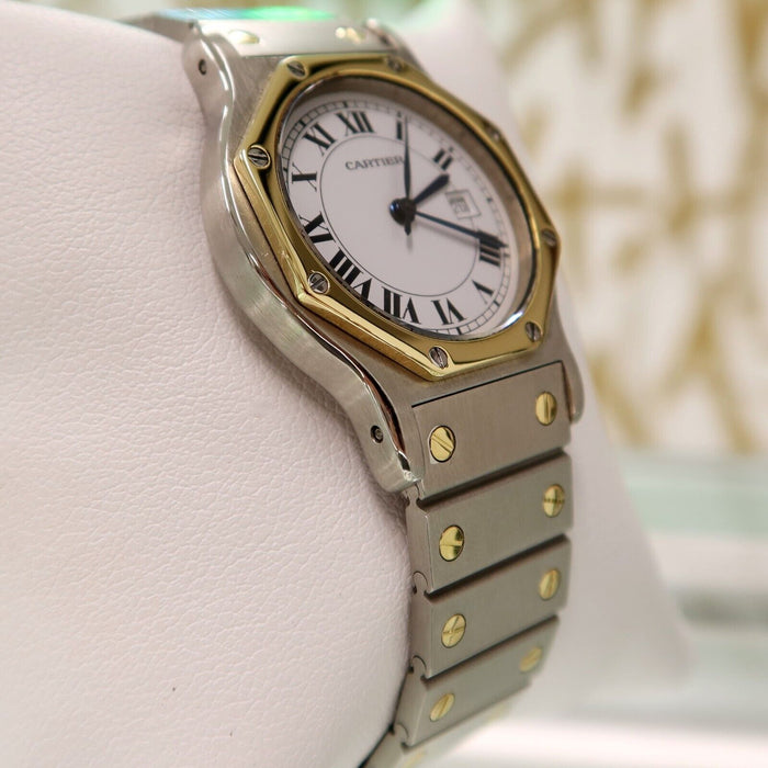 Cartier Santos Octagon 18K Yellow Gold & Steel White Dial Automatic 2966