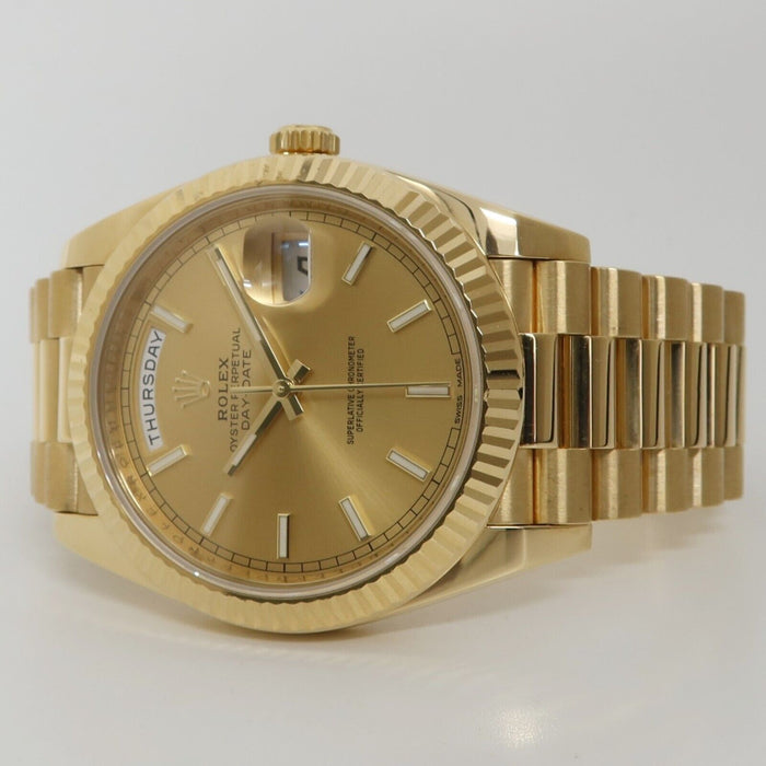 Rolex Day-Date 40 President Solid 18kt Yellow Gold Champagne Dial Bx/Prs 228238