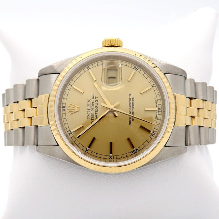 Rolex Datejust 36 Gold Dial 18K Yellow Gold & Steel Jubilee Automatic 16233