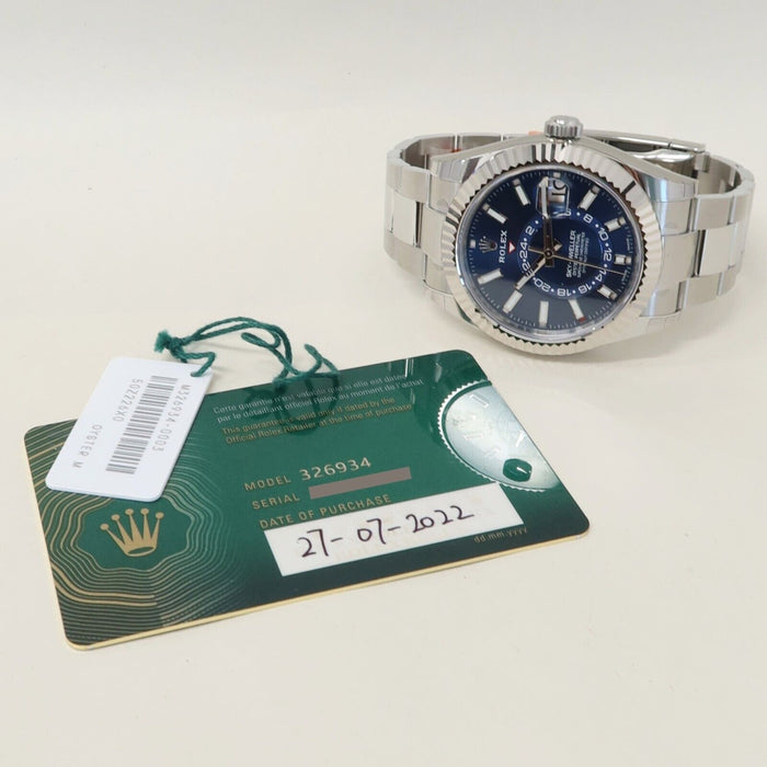 Rolex Sky-Dweller Blue Dial Stainless Steel Oyster 42MM Automatic Bx/Prs 326934