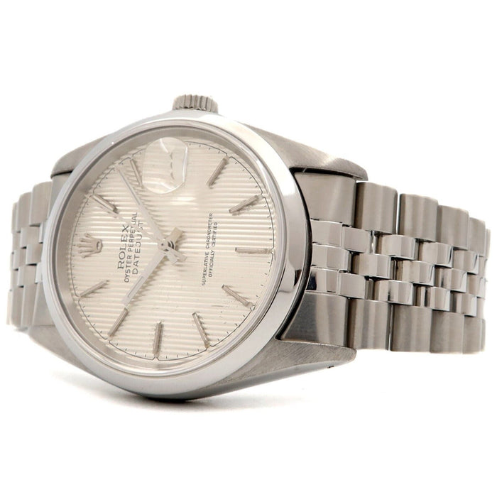 Rolex Datejust 36 Silver Tapestry Dial Stainless Steel Jubilee Automatic 16200