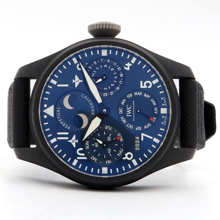 IWC Big Pilot Rodeo Drive Perpetual Calendar Black Ceramic Blue Dial IW503001