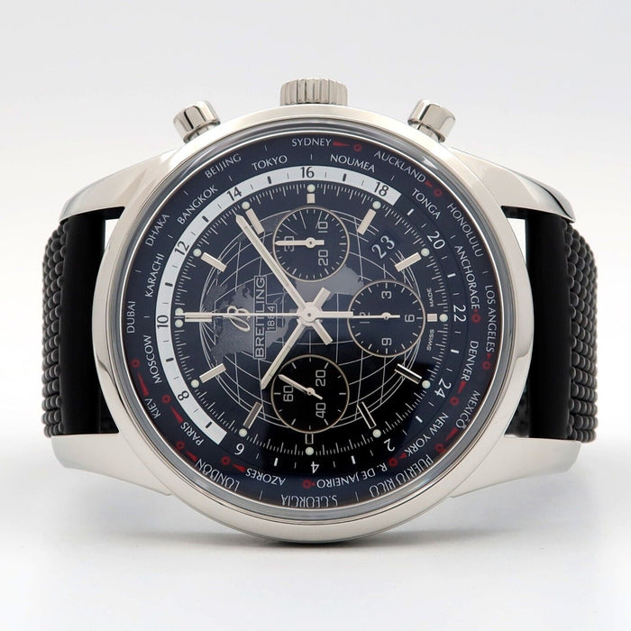 Breitling Transocean Chronograph Unitime Black Dial Steel Automatic 46MM AB0510